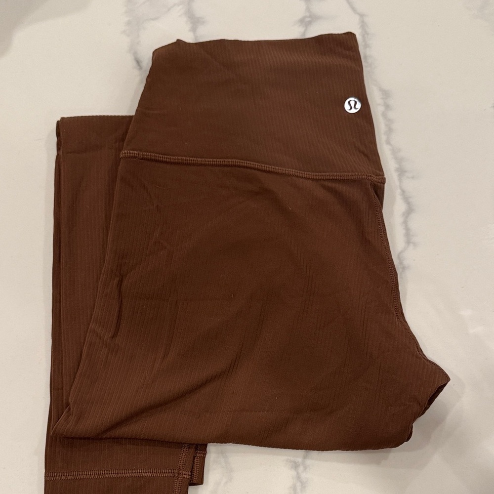 BROWN RIBBED LULULEMON LEGGINGS- Size 8